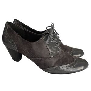 HUSH PUPPIES CHARCOAL HEELS SZ.9 EUC.